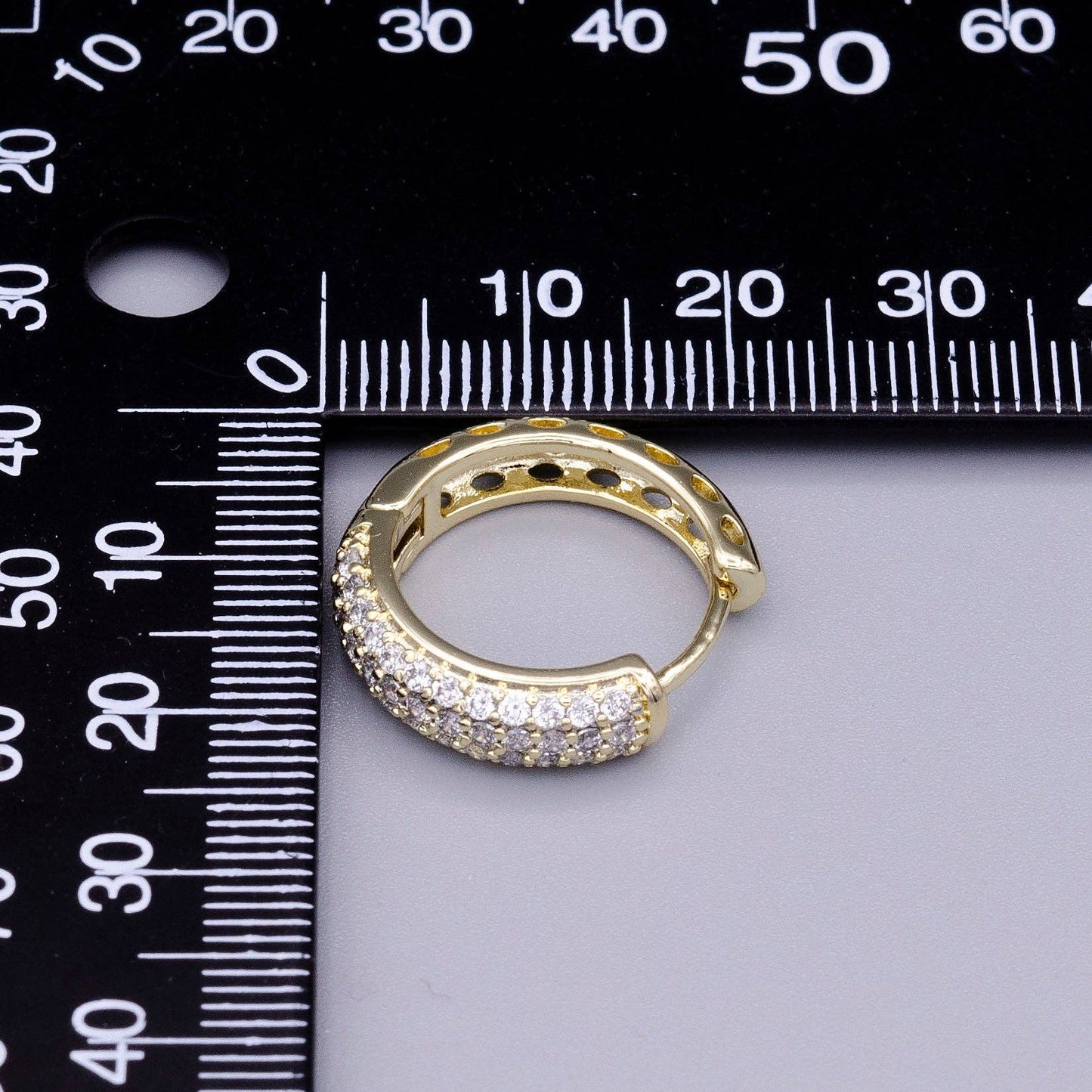 Aim Eternal - 16K Gold Filled Micro Paved CZ 20mm Huggie Earrings | AD1310