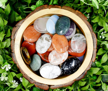 Soothing Crystals - 25pcs Gemstone Worry Stones, Palm Stone, Thumb Stone