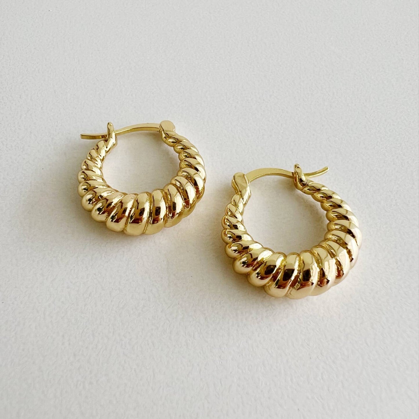 True by Kristy Jewelry - Endless Weekend Croissant Twist Hoops Earrings Gold Filled