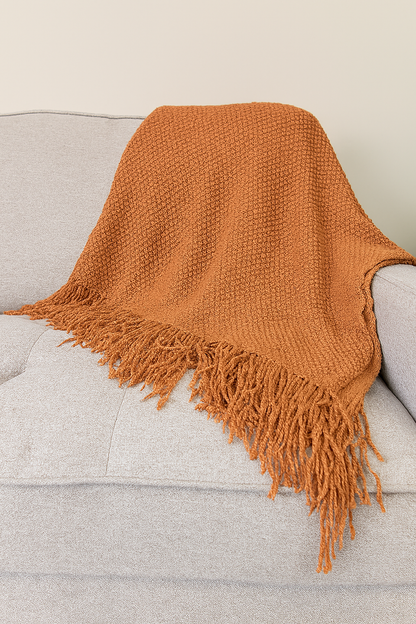 Fennco Styles - Knit Textured 50"x60" Throw Blanket with Fringe