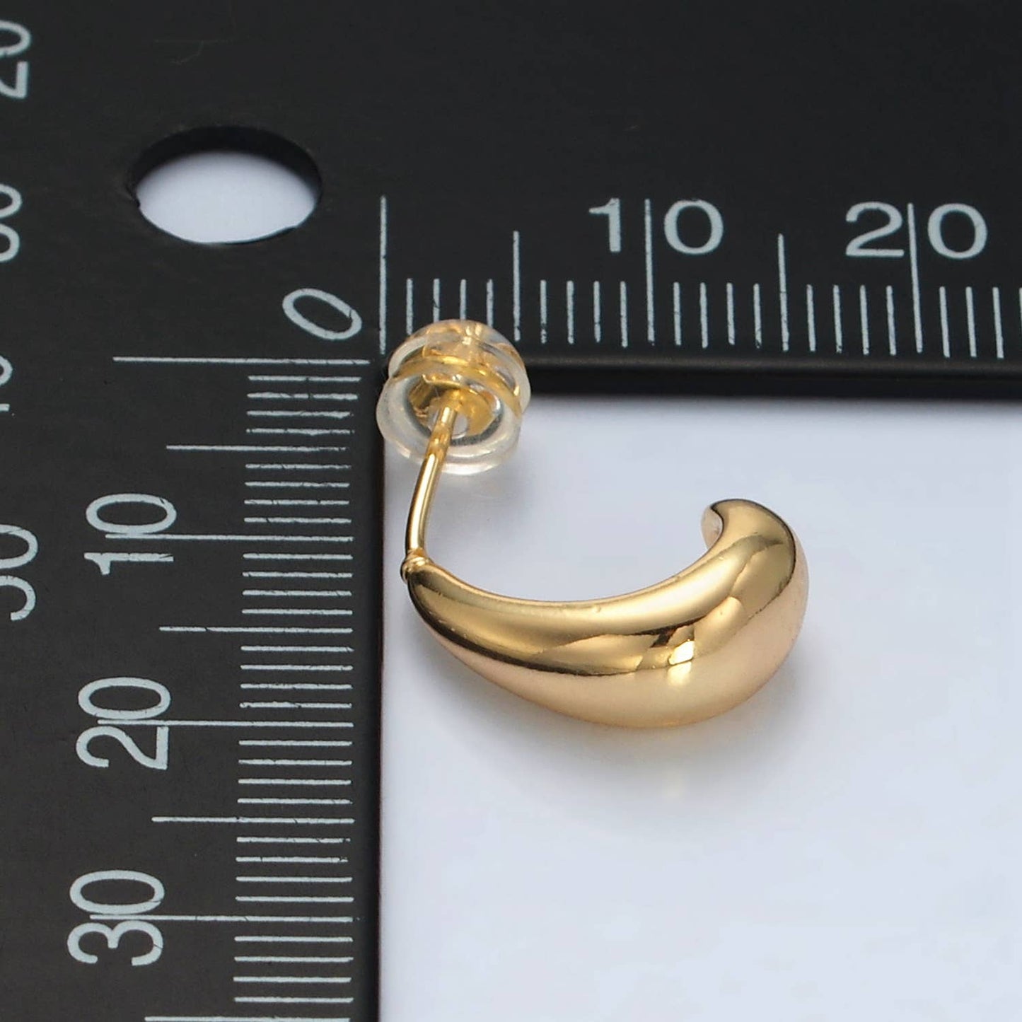 Aim Eternal - 24K Gold Filled Dome J-Shaped Hoop Earrings | Q-452