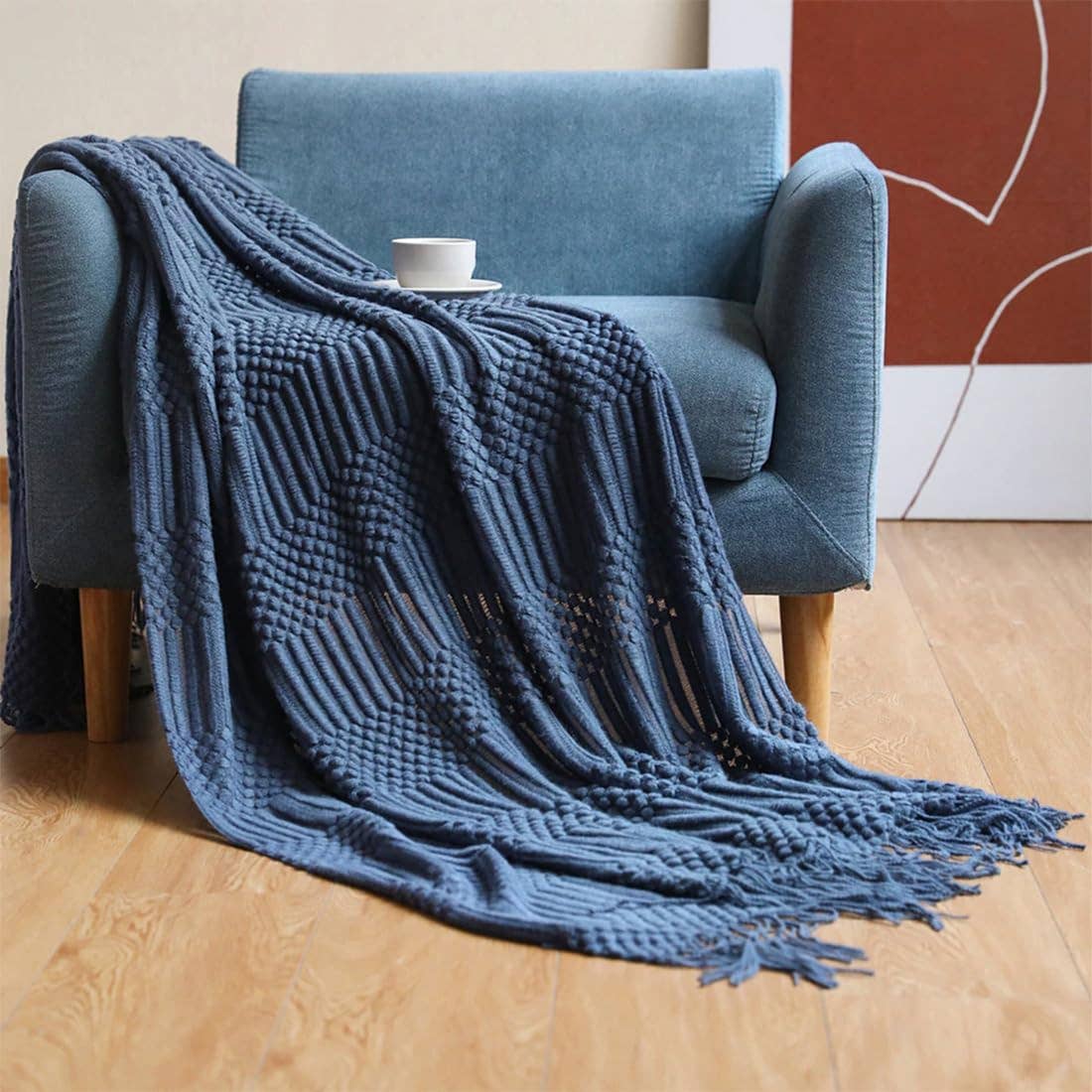 Fennco Styles - Waffle Stripe 50x60 Inch Throw Blanket