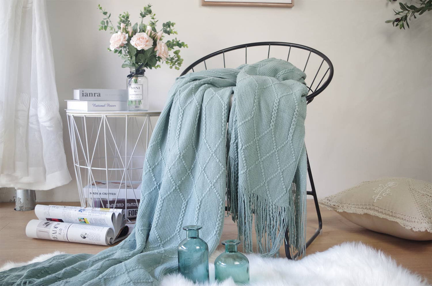 Fennco Styles - Rhombus Diamond Knit 50x60 Inch Throw Blanket