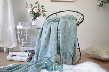 Fennco Styles - Rhombus Diamond Knit 50x60 Inch Throw Blanket