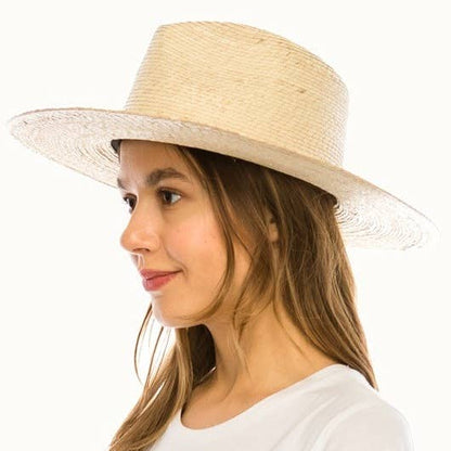 Olive & Pique - Palm Leaf Braid Straw Rancher Hat, UPF 50+
