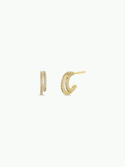JaxKelly - Double Champagne Hoop - Gold Earrings
