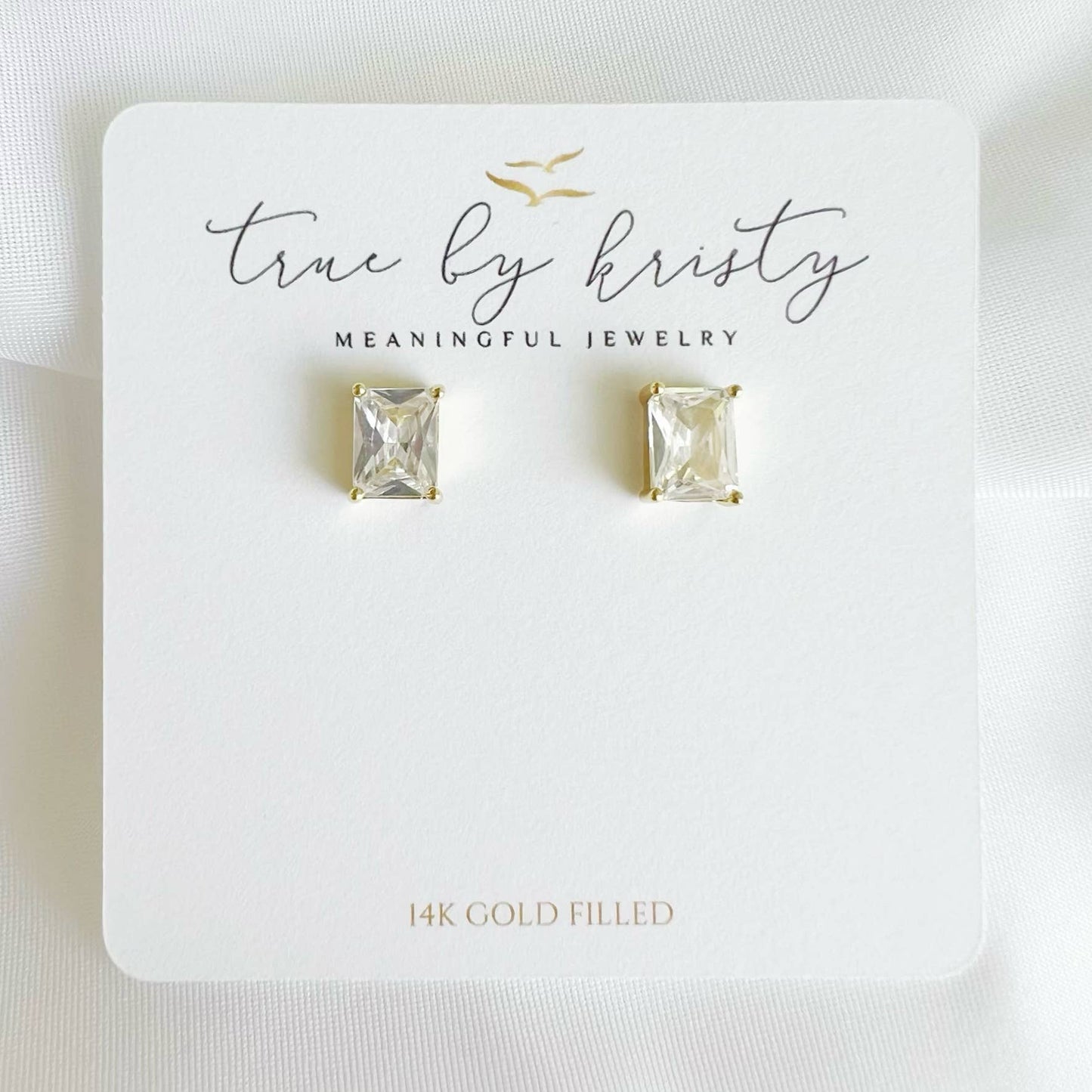 True by Kristy Jewelry - Goldie CZ Diamond Studs Earrings Gold Filled