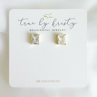 True by Kristy Jewelry - Goldie CZ Diamond Studs Earrings Gold Filled