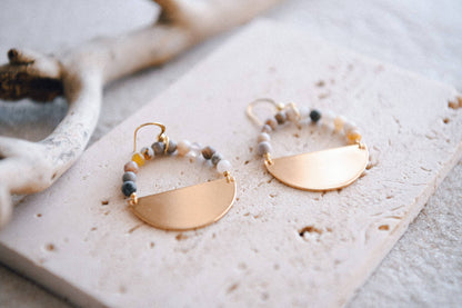 Cecelia Designs Jewelry - Stella Beaded Half Moon Hoop Earrings