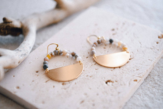 Cecelia Designs Jewelry - Stella Beaded Half Moon Hoop Earrings
