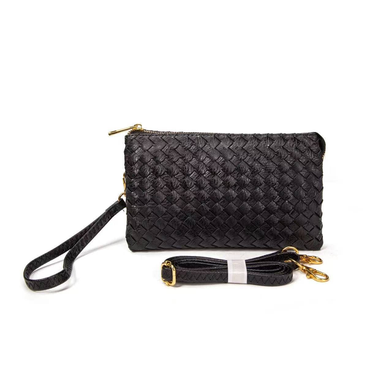 MiMi Wholesale - 7050 Kathy Woven Three Compartment Clutch/Crossbody Bag