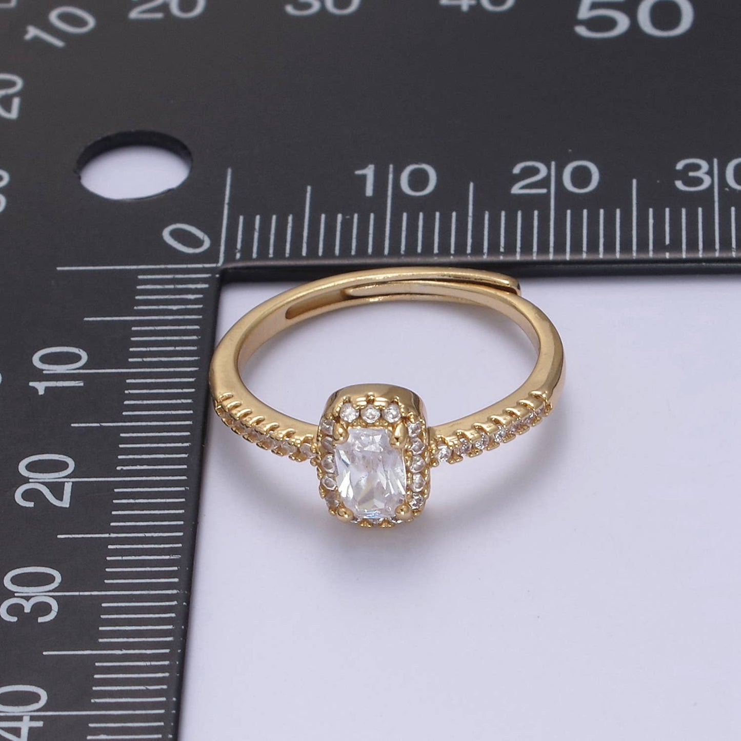 Aim Eternal - Elegant Micro Pave Rectangle CZ Stone Gold Minimalist Ring