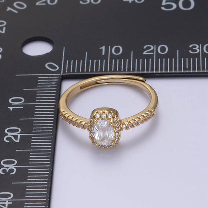 Aim Eternal - Elegant Micro Pave Rectangle CZ Stone Gold Minimalist Ring
