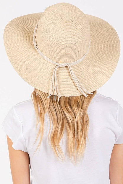 Collections by Fame Accessories - Braided Strap Straw Sun Hat