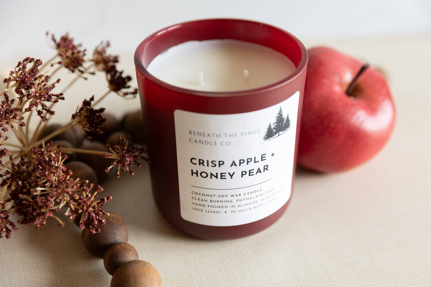 Beneath The Pines Candle Co. - Crisp Apple + Honey Pear: Coconut-Soy Candle