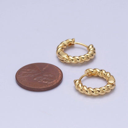Aim Eternal - Twisted Gold Hoop Earrings for Women Dainty Gold Hoop Lightweight Earrings for Girls T-395