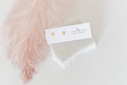 Bella Rey jewelry - The Corley 18k gold plated heart stud earrings