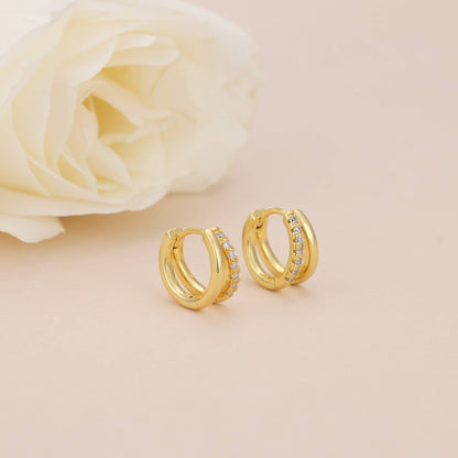 Melange Blanc - E182 double hoop huggie earring, double hoop earring