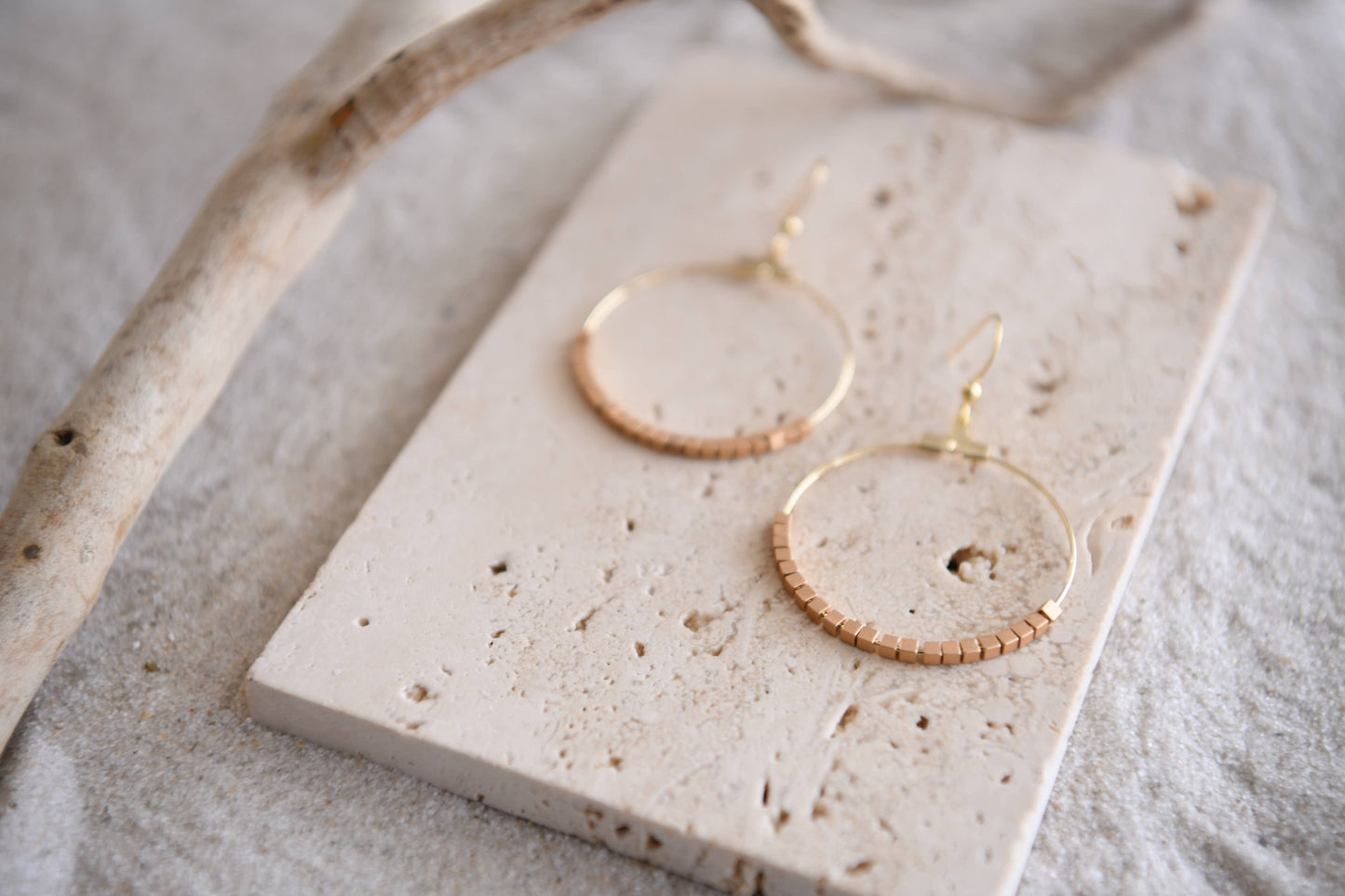 Cecelia Designs Jewelry - Hepburn Elegant Pearl or Gold Beaded Hoop Earrings