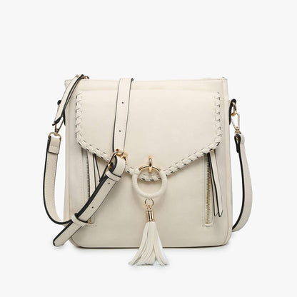Jen & Co. - M2347 Layla Faux Suede Whipstitch Crossbody w/ Tassel