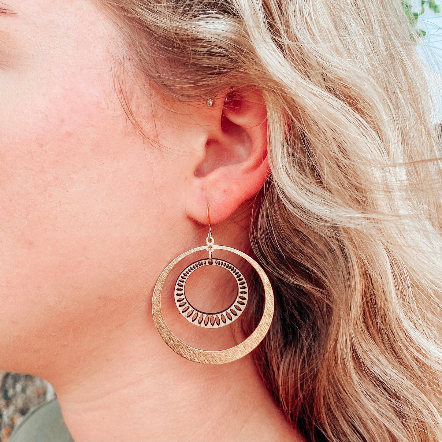 Cecelia Designs Jewelry - Gold Hoop Quartz or Wood Earrings