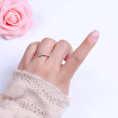 Aim Eternal - Dainty Gold Flower Ring Open Adjustable Ring S-529