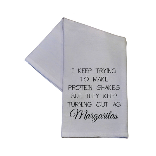 Driftless Studios - Protein Shakes Come Out As Margaritas 16x24 Tea Towel
