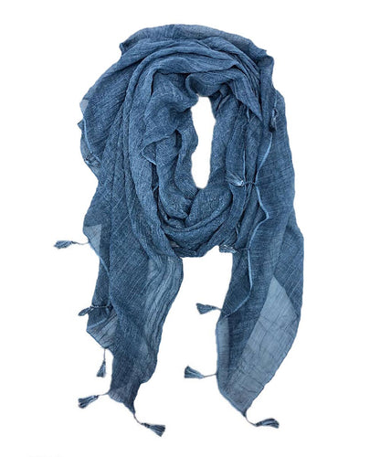 JC Sunny Fashion - Solid Tassel-Trim Scarf