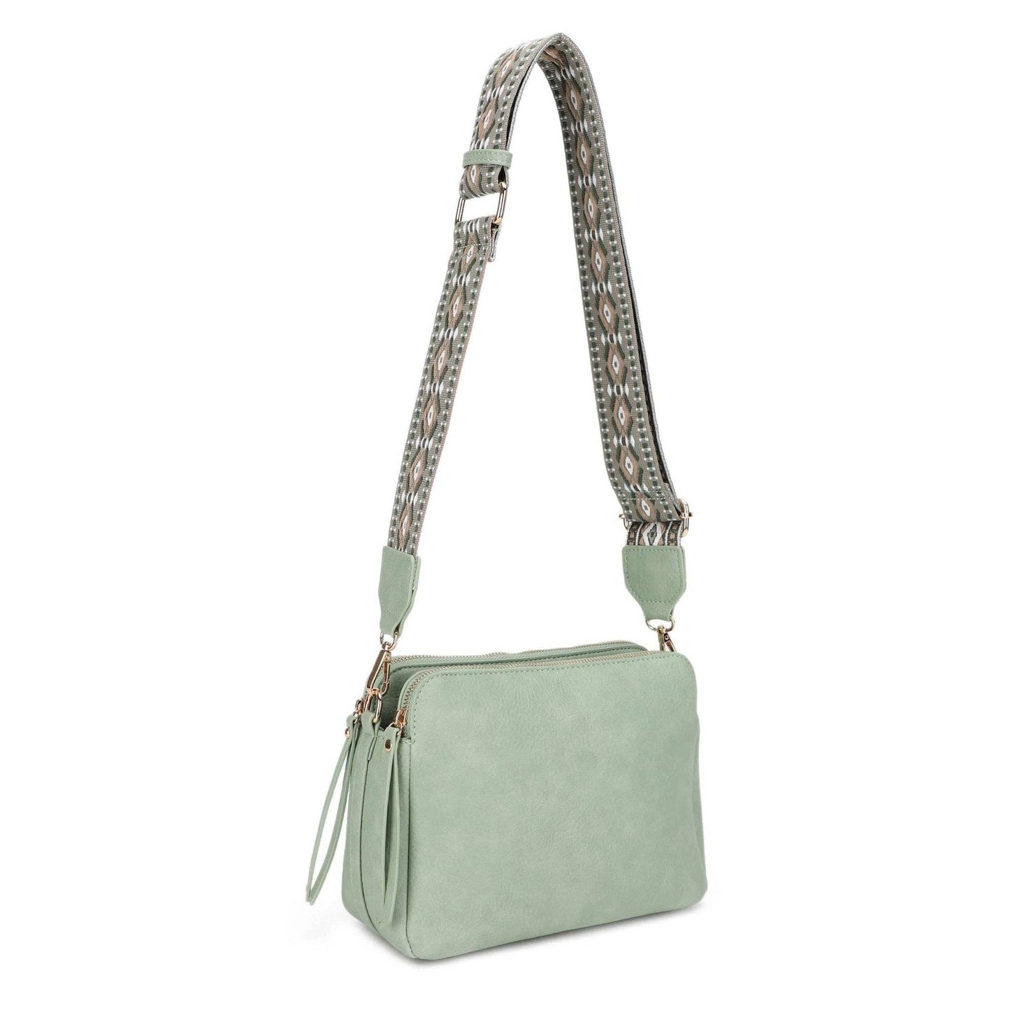 MiMi Wholesale - EJ60197 Mila 3 Compartment Crossbody Bag With Guitar Strap