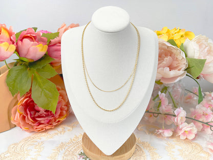 Melange Blanc - N018 gold double strand dainty chain minimalist necklace