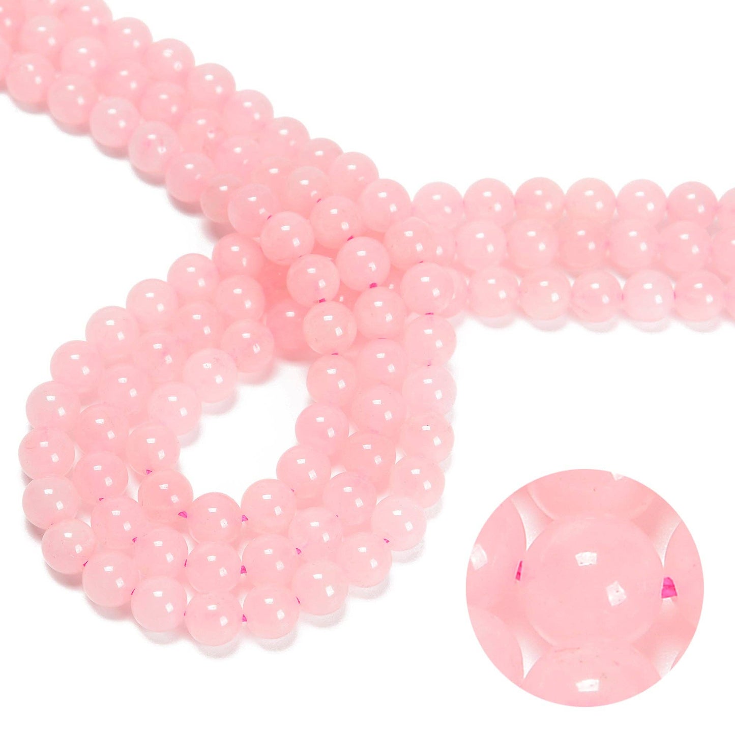 CRCBEADS - Rose Quartz Smooth Round Beads 4mm 6mm 8mm 10mm 12mm 15.5" Strand