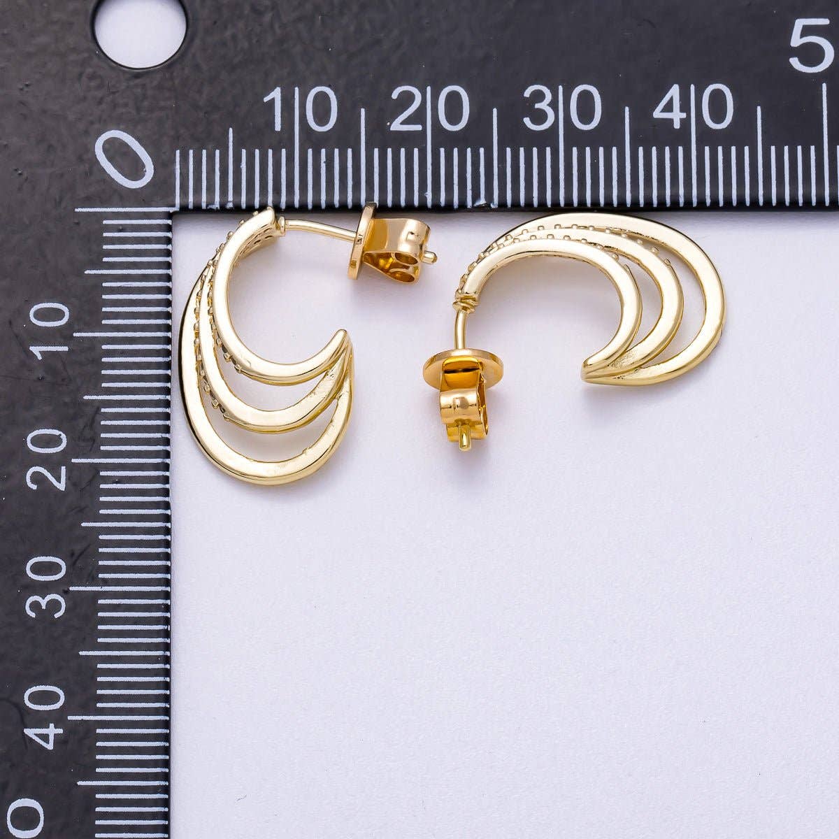 Aim Eternal - 16K Gold Filled 21mm Micro Paved CZ Claw J-Shaped Hoop Earrings in Gold & Silver | Earrings-00337 Earrings-00338