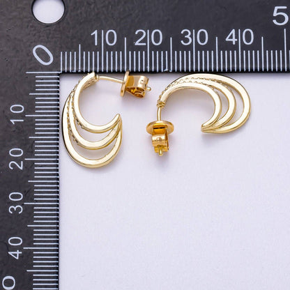 Aim Eternal - 16K Gold Filled 21mm Micro Paved CZ Claw J-Shaped Hoop Earrings in Gold & Silver | Earrings-00337 Earrings-00338