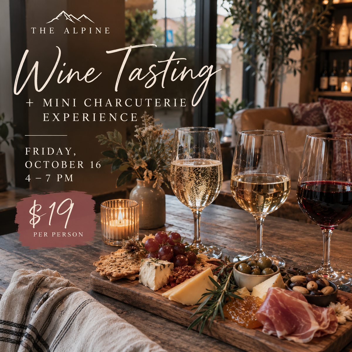 WINE TASTING + MINI CHARCUTERIE BOARD EXPERIENCE