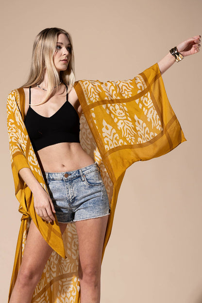 Urbanista - Damask Print Kimono with Sleeves