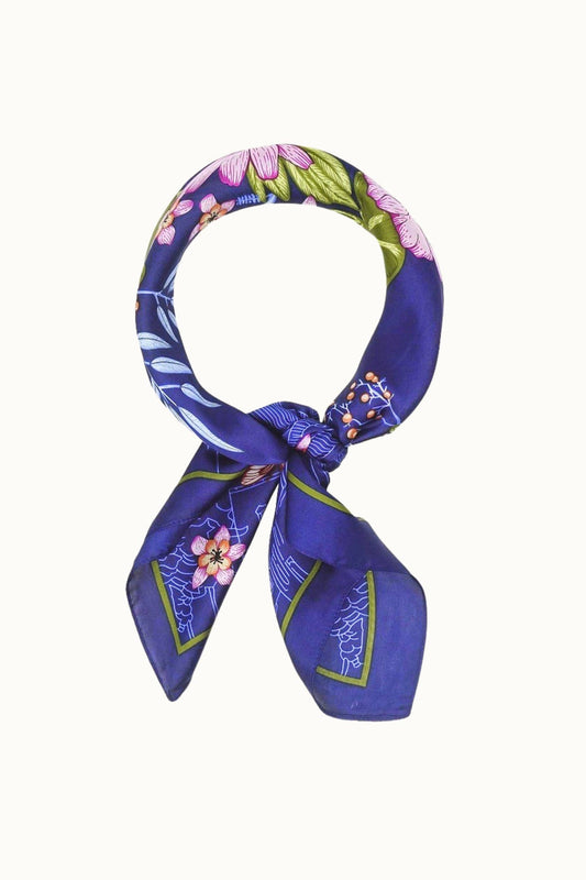 Olive & Pique - "So Silky" Satin Neckerchief Scarf, Versatile, Blue