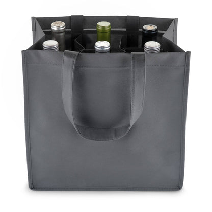 TRUE - Reusable 6 Bottle Non Woven Fabric Wine Tote ASST COLORS