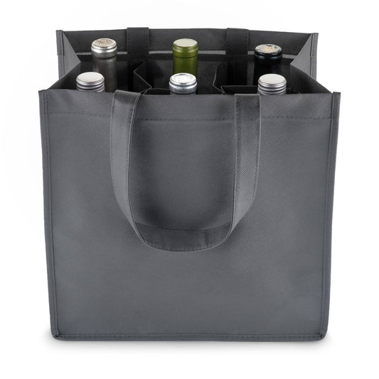 TRUE - Reusable 6 Bottle Non Woven Fabric Wine Tote ASST COLORS