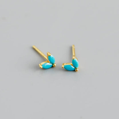 Melange Blanc - E100 gold flower stud earring, gold stud, flower studs