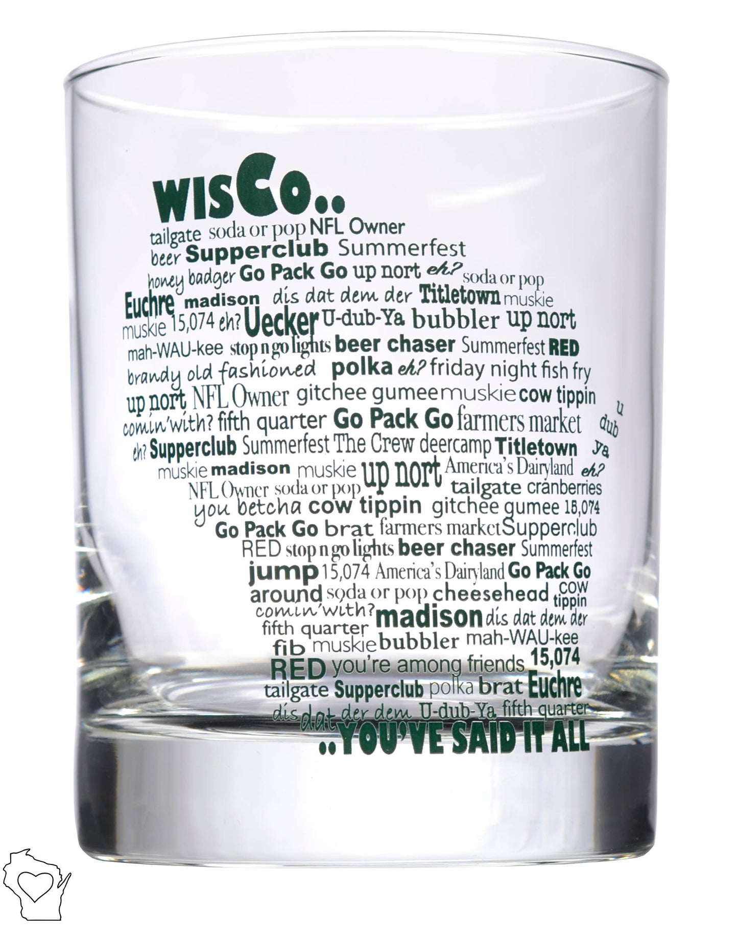 Flags Over Wisconsin - Wisco Lingo Rocks Glass