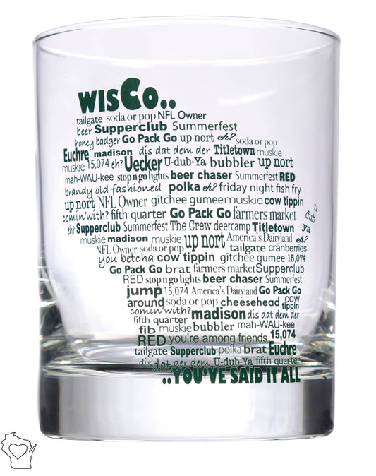 Flags Over Wisconsin - Wisco Lingo Rocks Glass