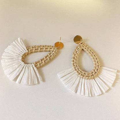 Dipped Shop - Scalloped Tassel Rattan Vacation Earrings DPJE1716