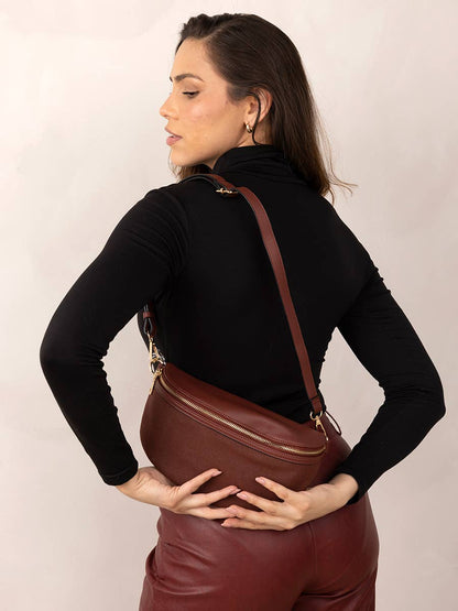 Jen & Co. - Regina Faux Suede Sling Bag w/ Vegan Leather Trim | M2882