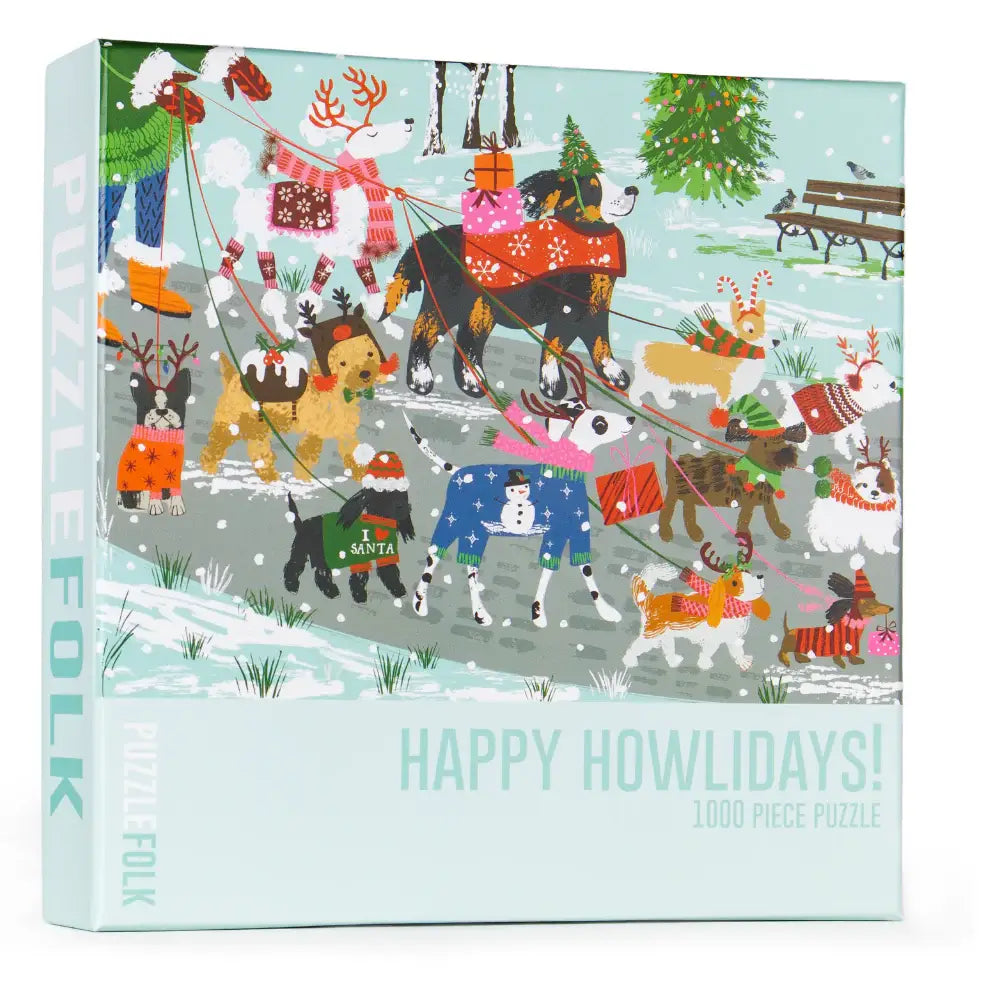 Puzzlefolk - Happy Howlidays 1000 Piece Christmas Dogs Puzzle
