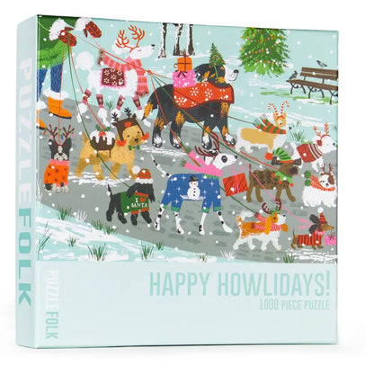 Puzzlefolk - Happy Howlidays 1000 Piece Christmas Dogs Puzzle
