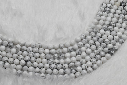 Soothing Crystals - Howlite Round Beads, 4,6,8,10,12,mm Mala for Jewelry Beads