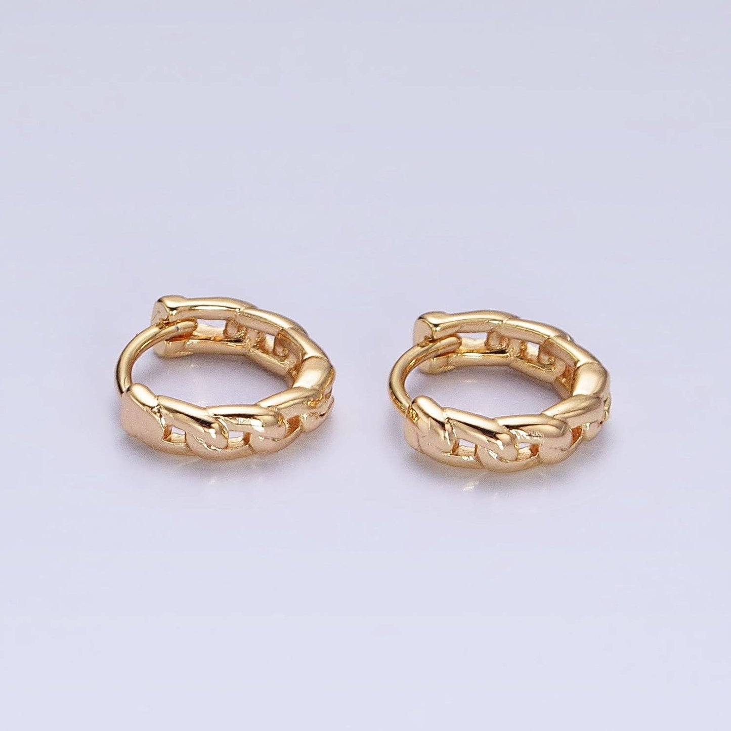 Aim Eternal - Dainty Gold Curb Link Chain Minimalist Huggie Earrings