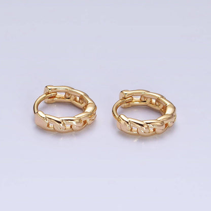Aim Eternal - Dainty Gold Curb Link Chain Minimalist Huggie Earrings
