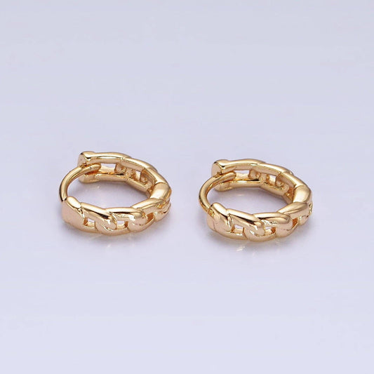 Aim Eternal - Dainty Gold Curb Link Chain Minimalist Huggie Earrings