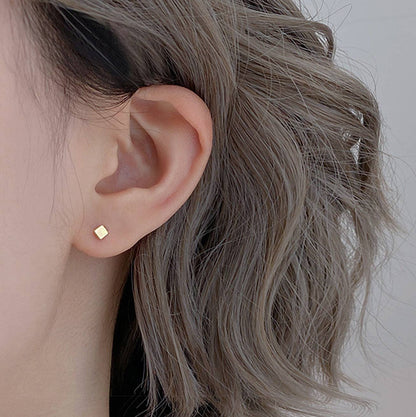 Melange Blanc - Ivy square stud earring, square earring, dainty stud